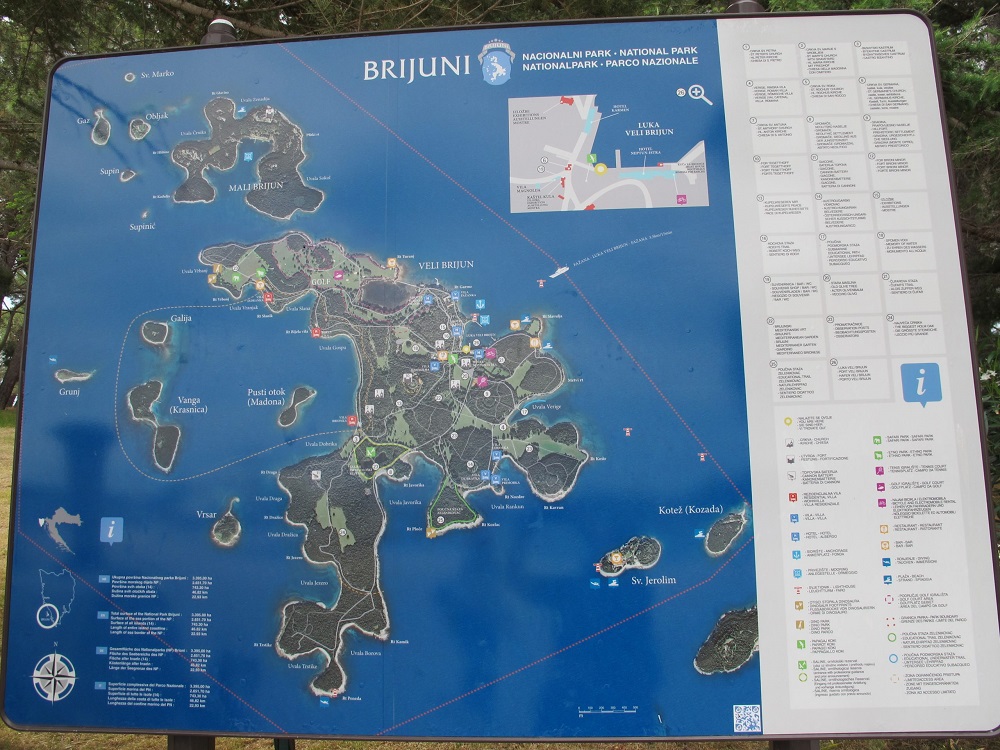 Karta s turističkom ponudom Brijuna