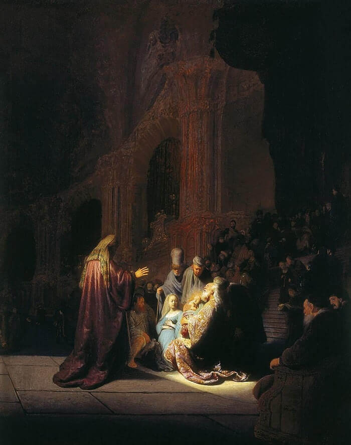 Predstavljanje Isusa u hramu Slikar Rembrandt