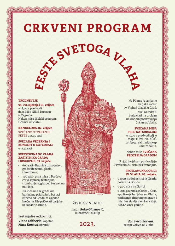 Crkveni program Feste Svetoga Vlaha 2023.