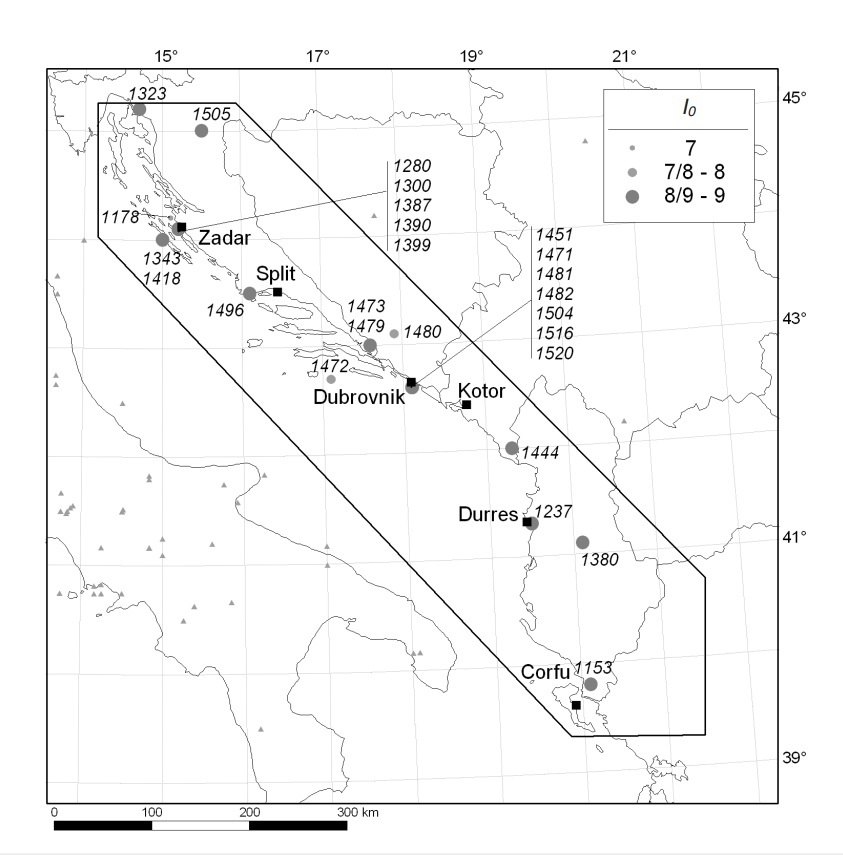Potresi u istočnom Jadranu od 1300 do 1529 Izvor Paola Albini 2004
