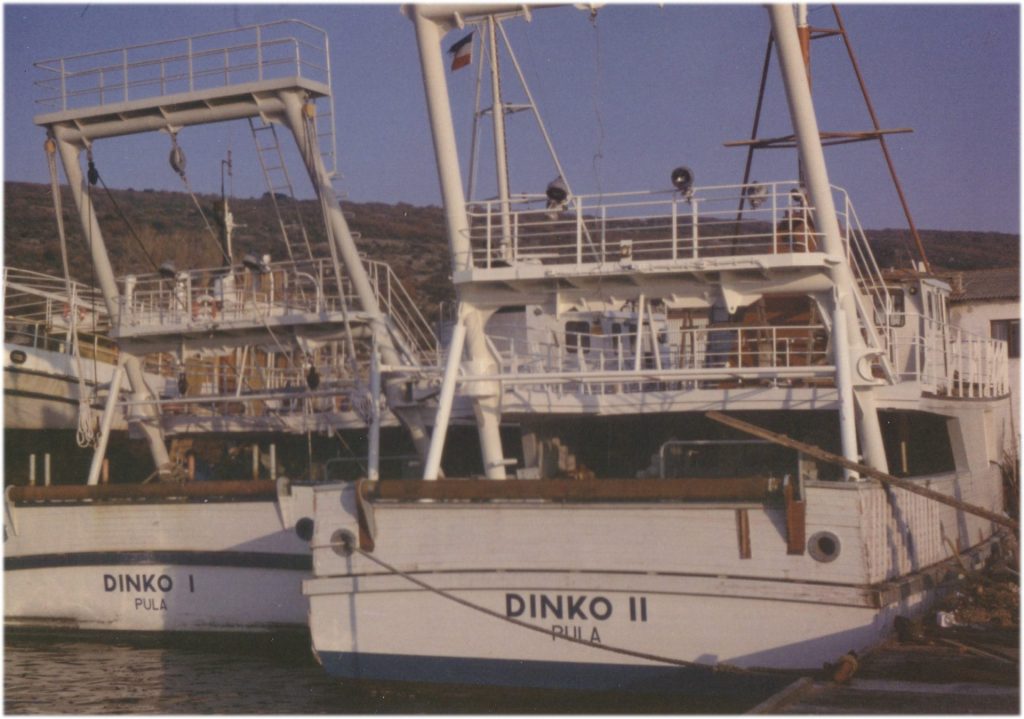 Posljednji ribarski drveni brodovi sagrađeni 1985. godine za Mirnu Rovinj - Dinko 1 i 2